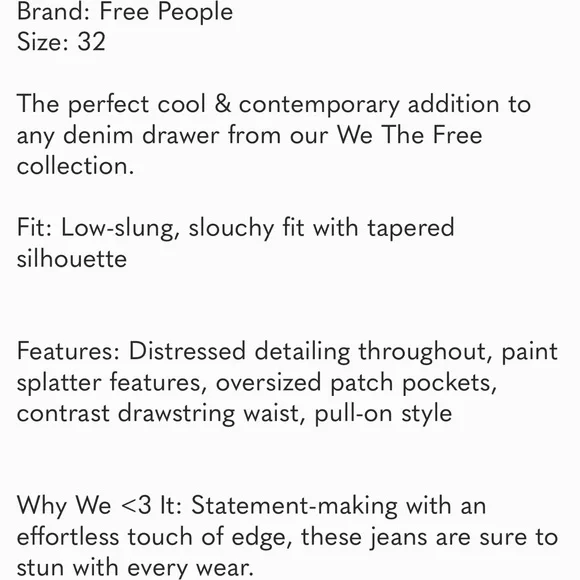 Free People WE THE FREE: Moxie Low Slung Pull on Patchwork Barrel Jeans(NWOT) - Picture 4 of 7